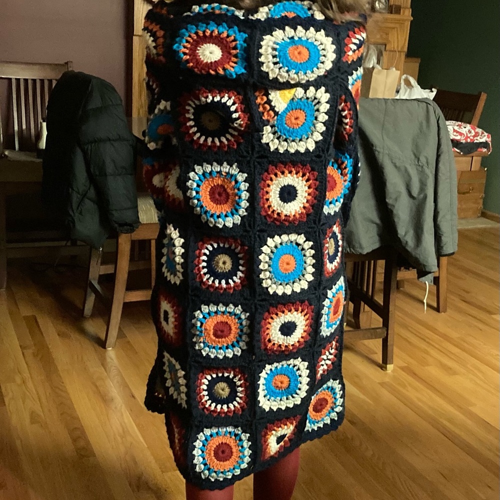 BY mommys_attic ->Hand crocheted long cardigan hooded sweater by crochet_by_ayla - Picture 8 of 10